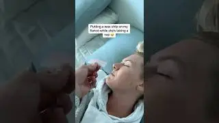 Putting a waxing strip on my fiancé while she’s taking a nap 😅