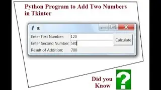 Python Program to Add Two Numbers in Tkinter