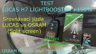 Test Lucas LightBooster +150%H7 vs OSRAM H7 Cool Blue Intense Next Generation Peugeot 308 luxmetr