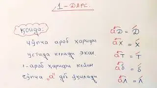 АРАБ ТИЛИДА ЁЗИШ ВА УКИШ 1-ДАРС. ARAB TILIDA YOZISH VA O'QISH 1-DARS. МУАЛЛИМИ СОНИЙ  УЗБЕК ТИЛИДА