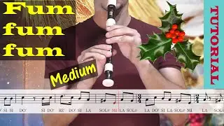 Fum fum fum (25 de diciembre) - Tutorial flauta con partitura | Karaoke instrumental