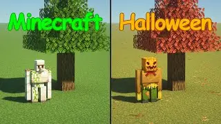 minecraft in a regular day vs halloween day