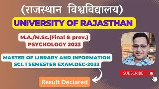 RAJASTHAN UNIVERSITY RESULT 2023 | MA & M.SC psychology | Master of library information science