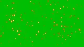 Burning Red Hot Sparks Rise From Large Fire Seamless Loop Backdrop of Bonfire Lights on Green Screen