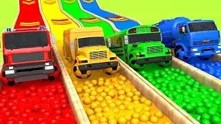 Learn Colors Yellow School Bus! Street Vehicle Toys Assembly Cars Balls with Microwave Toy   ZORIP