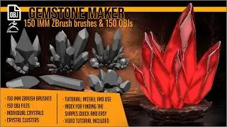 Gemstone Maker 150 IMM ZBrush brushes and 150 OBJs