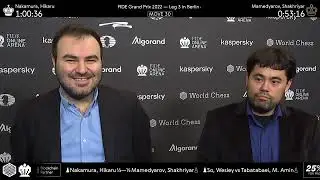Hikaru Nakamura and Shakhriyar Mamedyarov after Game 1 of the FIDE Grand Prix in Berlin Semi-final