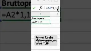 Excel Trick: Formel schnell kopieren (z.B. Mehrwertsteuer) #excel #exceltricks