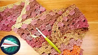 Merajut I Syal XXL dengan motif kerang I Ide musim semi dari benang wol