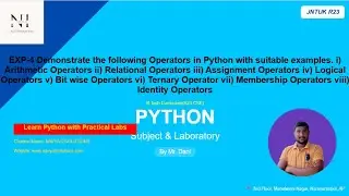 Python Operators with Examples | JNTUK R23 Python Lab Experiment 4