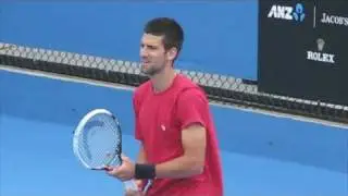 Novak Djokovic Practicing at the 2011 Australian Open