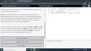 Declare a Read-Only Variable with the const Keyword - Freecodecamp.org | Video 10 | Basic JavaScript