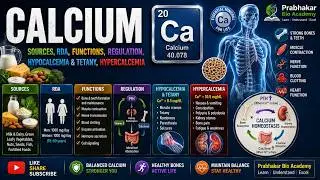 Calcium- Sources, RDA, Functions, Regulation, Hypocalcemia and tetany, Hypercalcemia (Video 2)
