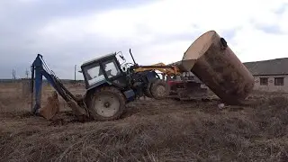Застрял Кировец К-739. Ставим бочку трактор ДТ-75 и МТЗ-82.