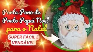 Porta Pano de Prato Papai Noel em Biscuit 🎅