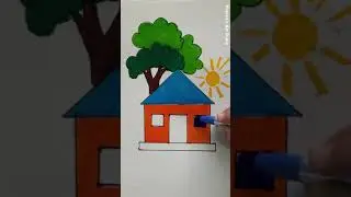 EASY SCENERY DRAWING ||HOW TO DRAW HOUSE AND TREE ||SCENERY ART