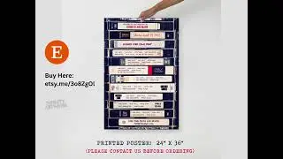 VHS Video Tapes Wedding Table Planner Seating Chart Retro 80s movie Custom Printed Poster 24x36