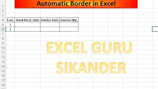 Automatic Boarder In Excel