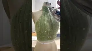 Making a halter mini sage green dress 
