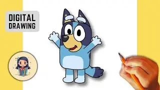 How to draw Bluey | Step by step drawing with me  #craftipix #digitaldrawingtutorial #grwm