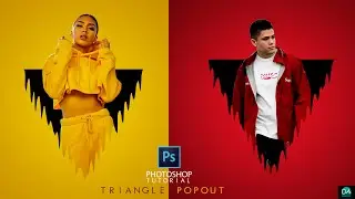 TRIANGLE POPOUT PORTRAIT IN PHOTOSHOP WITH COLOR BACKGROUND | PHOTOSHOP TUTORIAL