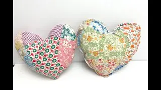 Make Upcycled Vintage Quilt Heart Pillows
