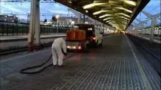 Удаление краски с брусчатки. Ленинградский вокзал. Бластинг