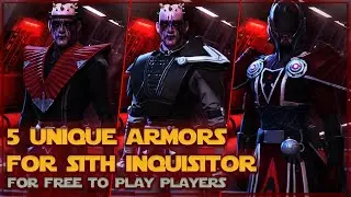 5 unique Armors for Sith Inquisitor - Free to Play | SWTOR 2021