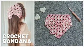 CROCHET COTTAGECORE BANDANA EASY TUTORIAL | How To Crochet Easy Granny Triangle Bandana & Pattern