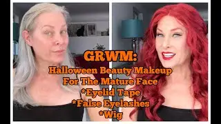 GRWM: Halloween Beauty Makeup for the Mature Face - Eyelid Tape, False Eyelashes, Wig Application