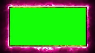 Pink fire Frames Template Video | Glowing green  Screen | Neon Light Border #4. 