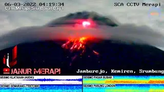 Menjelang Subuh Merapi Kembali Luncurkan Lava Pijar Bertubi-tubi Pukul 04.17 WIB 06 Maret 2022