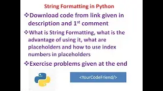 Python3 Tutorial for Beginners | String Formatting in Python