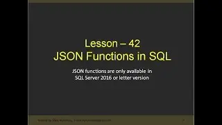 Lesson 42 Json Function in SQL 2016