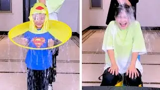 Blindfolded And Passing Water, Did They Succeed In The Challenge? 😂 #Funnyfamily #Partygames