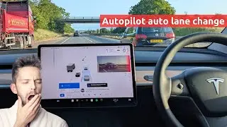Tesla's Enhanced Autopilot (EAP) lane change in action, HW3 in the UK in 2025