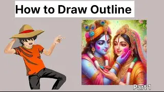 How to draw Outline of lord krishna and radha/ FULL Outline tutorial part 1
