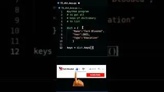 Python Program To Get All The Keys Of Dictionary | Keys | Dict.keys() | Tech Blooded | 