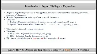 Section-22 : Video-1 :   Introduction to Regex or Regular Expressions in Bash Shell Scripting