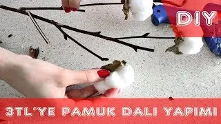 3 TL'YE PAMUK DALI YAPIMI // DIY COTTON BRANCH