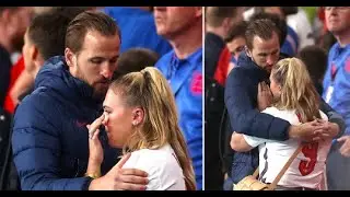 Harry Kane comforts sobbing wife Kate in the crowd after England lose to Italy at final hurdle