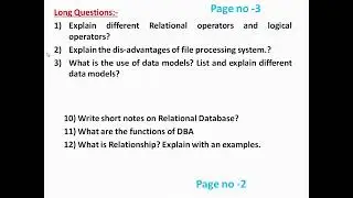 Important Questions in DBMS(unit-1)#dbms #exam#osmaniauniversity #dbmstutorials #databaseapplication