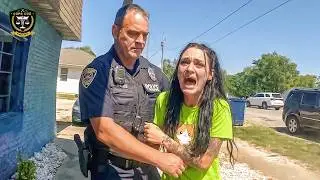 Cop Confronts Abusive Karen at Boyfriend’s House It Ends Badly | Karens Getting Arrested By Police
