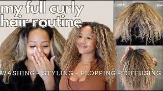 curly hair wash day routine | voluminous, fluffy, define curls