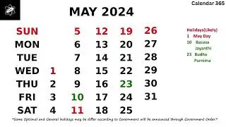May 2024 Calendar With Holidays India 📅 Calendar 365 📅