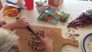 Stella practicing knife skills