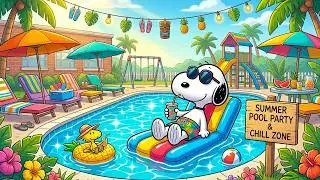 Poolside Chill Jazz with Snoopy & Woodstock 🍍☀️ Background Music for Focus & Happy Summer Vibes