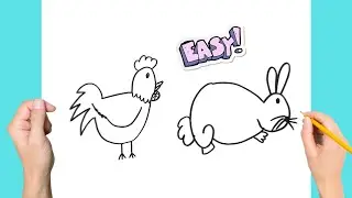 How To Draw A Hen And Rabbit Step By Step | Easy For Beginners Kids