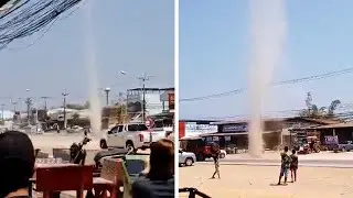 Dust Devil Tornado Tears Through Quiet Street #shorts
