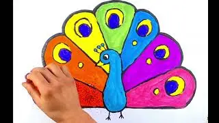 Bolalar uchun tovus rasm chizish | Рисуем павлина для детей | Draw a peacock for children